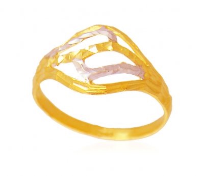 Two Tone 22K Ladies Ring ( Ladies Gold Ring )