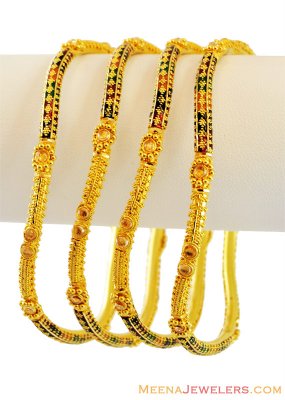 22k Gold Meenakari Bangles (4Pcs) ( Gold Bangles )