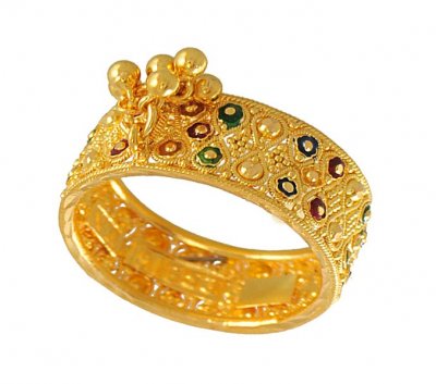 22Kt Gold Band with Dangling ( Ladies Gold Ring )