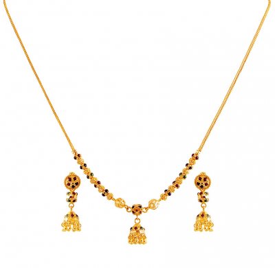 Fancy Meenakari Jhumka Necklace Set ( Light Sets )