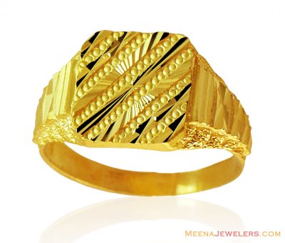 22k Mens Gold Fancy Style Ring ( Mens Gold Ring )