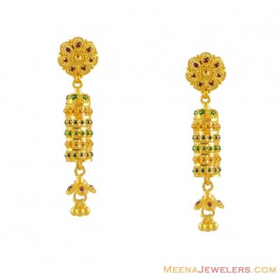 22k Designer Earrings ( 22Kt Gold Fancy Earrings )