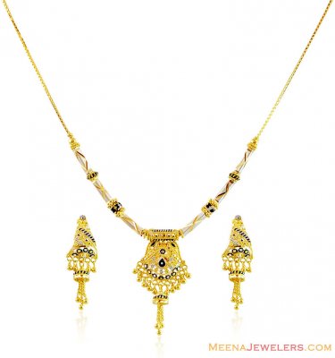 22k Meena Filigree Necklace Set ( Light Sets )