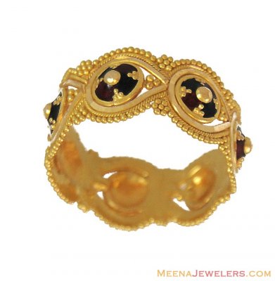 Gold Meenakari Band (22 Karat) ( Ladies Gold Ring )