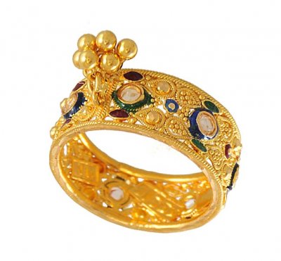 Gold Indian Band with MeenaKari ( Ladies Gold Ring )