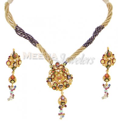 22 Kt Antique Gold Pendant Set ( Antique Pendant Sets )