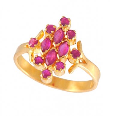 22k Gold Ruby Ring  ( Ladies Rings with Precious Stones )