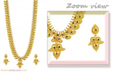 22k Stones Mango Mala (Long) ( Bridal Necklace Sets )