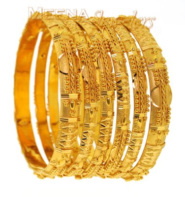 22Kt Gold Handmade Bangles ( Set of Bangles )