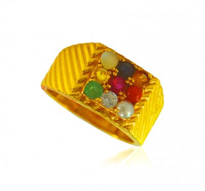 22K Multi Precious Gem Stone Ring ( Ladies Rings with Precious Stones )