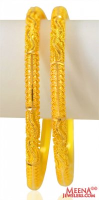22kt Gold Pipe Style Bangles (2pcs) ( Gold Bangles )