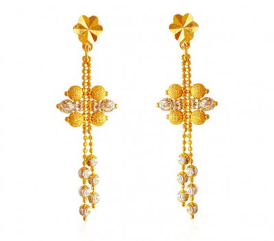 Two Tone 22K Earrings ( 22Kt Gold Fancy Earrings )