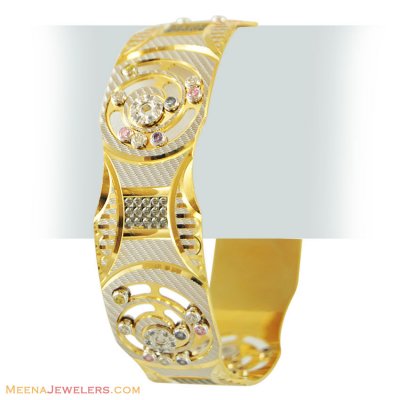 22K Color Stones Lazer Bangle(1 Pc) ( Two Tone Bangles )