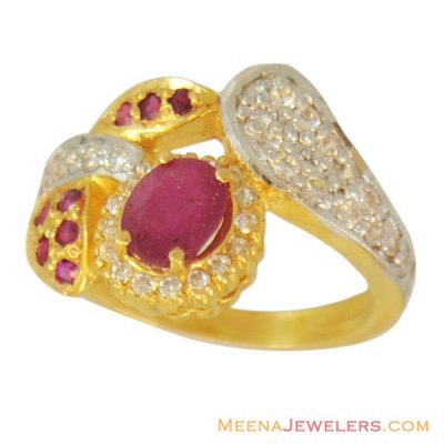 22k Designer Stones Ladies Ring ( Ladies Rings with Precious Stones )