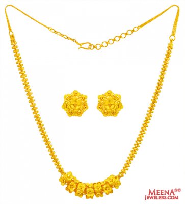 22K Gold Floral Necklace Set ( 22 Kt Gold Sets )