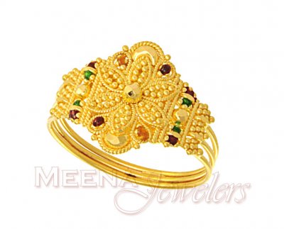 22Kt Gold Enamel Ring ( Ladies Gold Ring )