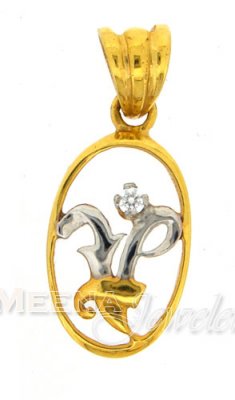 22Kt Initial Pendant (V) ( Initial Pendants )