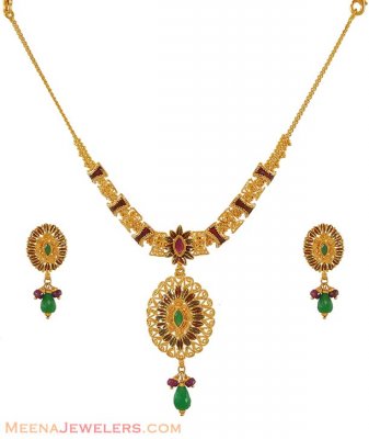 22kt Gold Antique Set ( Antique Necklace Sets )