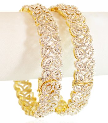 Diamond 18 Karat Gold Bangle 2Pc ( Diamond Bangles )