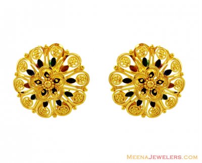 22K Fancy Meena Filigree Tops ( 22 Kt Gold Tops )