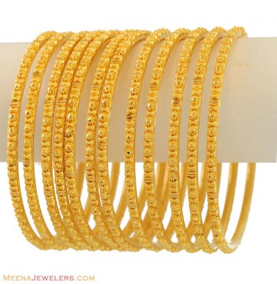 22K Yellow Gold Churi Set (12 Pcs) ( Set of Bangles )