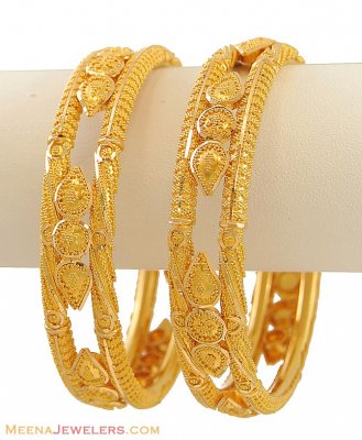 22k Designer Bangles (set of 2) - BaKa9880 - 22k gold bangles (2 pcs ...