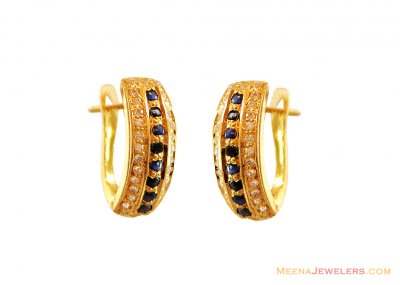 Sapphire Cz Studded Earrings 22k  ( Precious Stone Earrings )