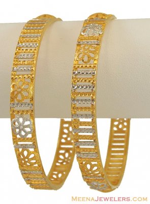 Fancy Two Tone Bangle (22K Gold) ( Gold Bangles )