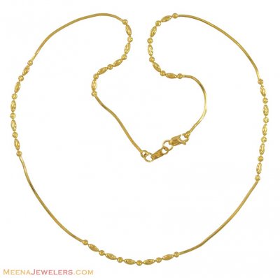 Gold Rice Chain (16 Inch) ( 22Kt Gold Fancy Chains )