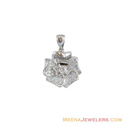 White Gold Floral Design Pendant ( Fancy Pendants )