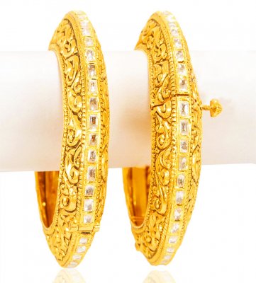 22Karat Gold Designer Pipe Kada (2pcs) ( Kadas )