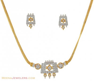 22Kt Signity Necklace Set ( Gold Designer Sets )