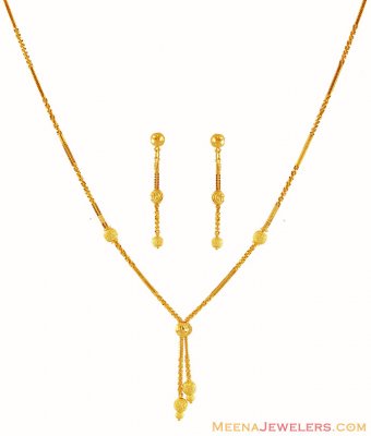 22K Gold Balls Necklace Set ( Light Sets )