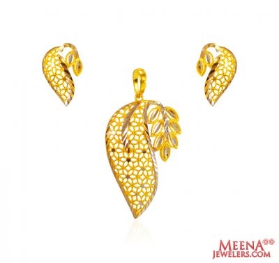 22Kt Gold Two Tone Pendant Set ( Gold Pendant Sets )