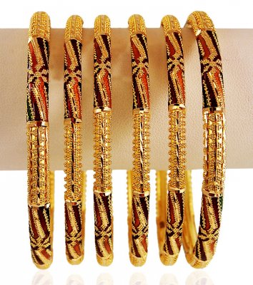 22Kt Gold Meena Bangle Set 6PC ( Set of Bangles )