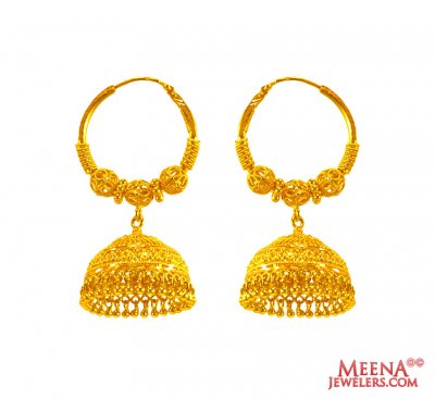 Gold Bali Earrings 22 Kt ( Hoop Earrings )