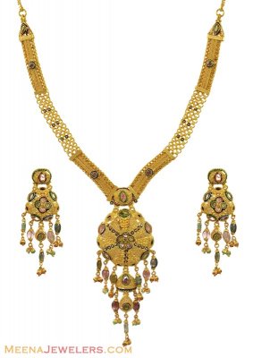 22Kt Meenakari Necklace Set ( 22 Kt Gold Sets )