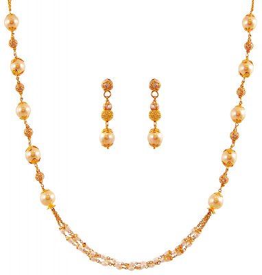 22K Pearls Necklace Set ( Light Sets )