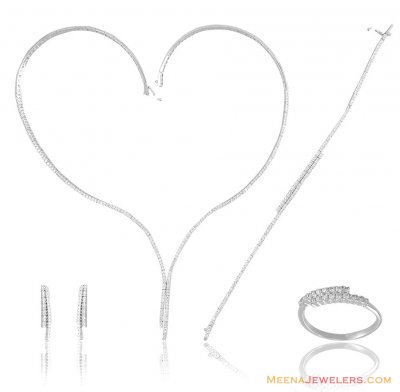 18k White Gold Fancy Set(Full) ( White Gold Sets )