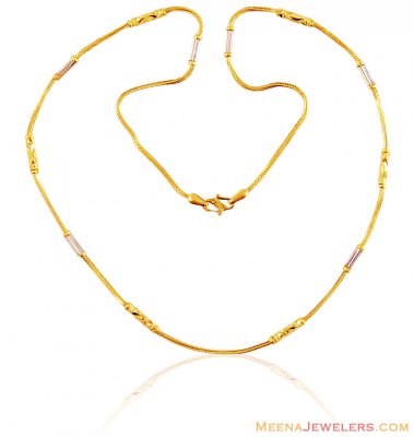 22k Gold Ladies 2 Tone Fancy Chain ( 22Kt Gold Fancy Chains )