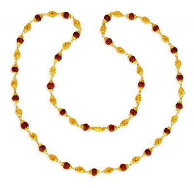 22K Gold Rudraksh Mala (24 inch) ( Men`s Gold Chains )