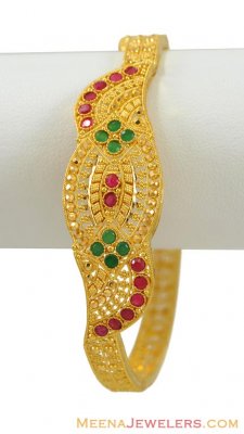 22K Bangle with Rubies and Emeralds ( Gold Bangles )