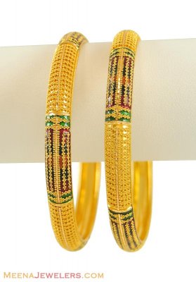 22Kt Meenakari Gold Bangles ( Gold Bangles )