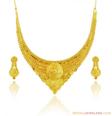 22k Gold Necklace Earring Set ( 22 Kt Gold Sets )