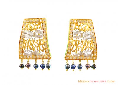 22K Fancy CZ Studded Earrings ( Clip On Earrings )