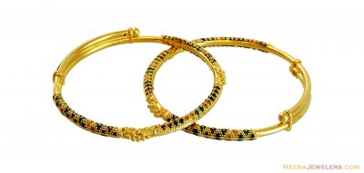 Meenakari Gold Baby Kadas 22k  ( Baby Bangles )