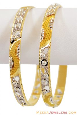 22K 2 Tone Machine Rhodium Bangles  ( Two Tone Bangles )