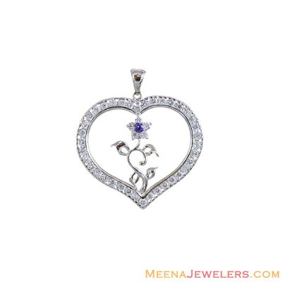 18K White Gold Heart Fancy Pendant ( Fancy Pendants )