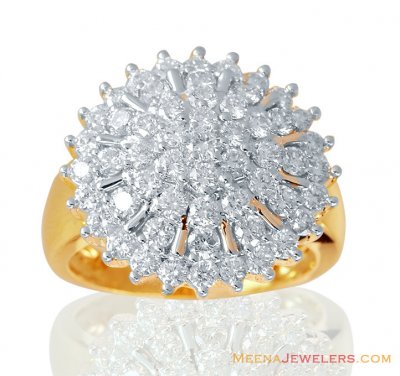 Gold 18K Sun Shape Diamond Ring ( Diamond Rings )