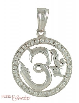 18kt White Gold Om Pendant ( Om Pendants )